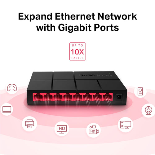 MS108G <br> 8-Port 10/100/1,000 Mbps Desktop Switch