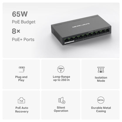 MS110P 0-Port 10/100Mbps Desktop Switch with 8-Port PoE+